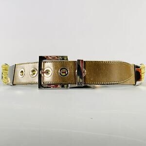 DOLCE & GABBANA Size 34 Brown Green Mixed Fabrics Leather Rope Belt